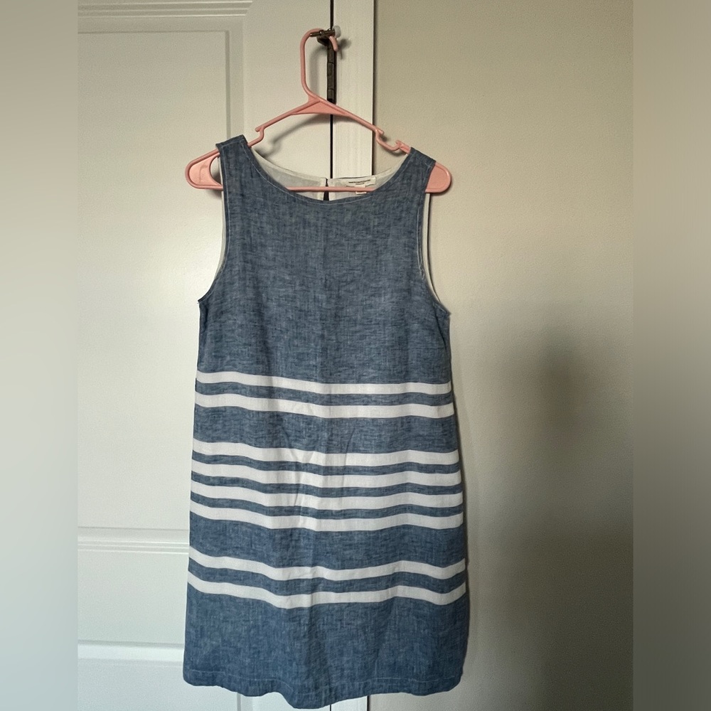 Beach lunch lounge collection linen blend dress with white liner.